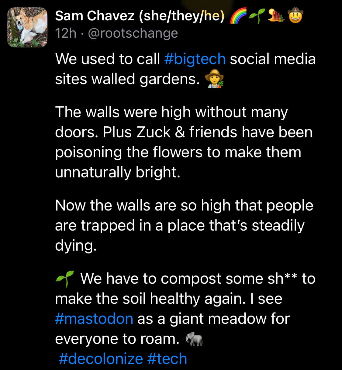 โWe used to call #bigtech social media sites walled gardens. ๐จโ๐พโ click picture for full text