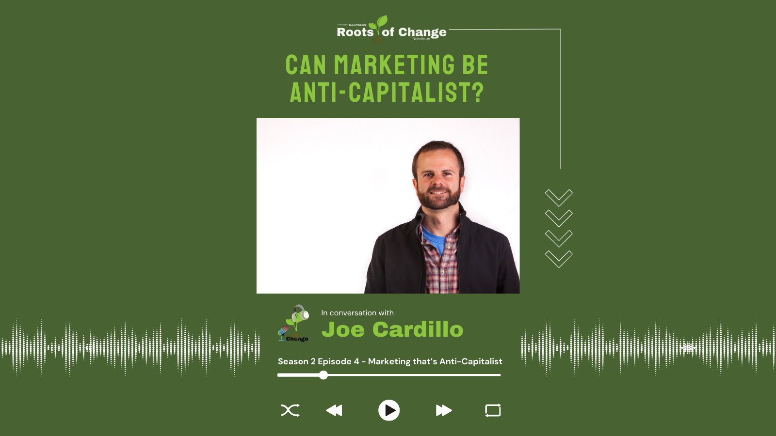 can marketing be anti-capitalist? in conversation with joe cardillo. a new podcast episode from the roots of change podcast.